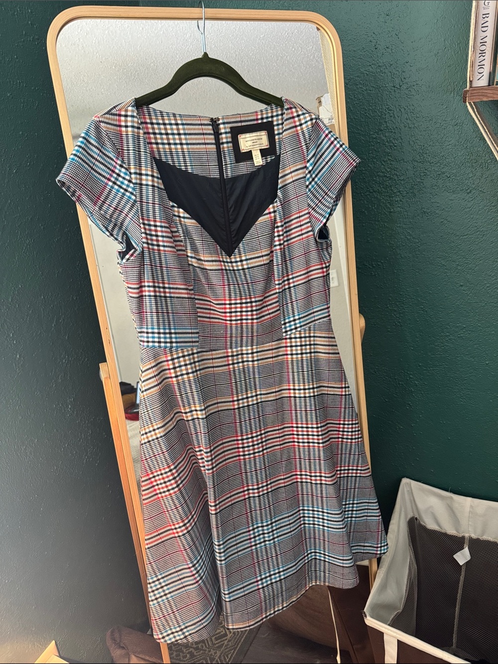 Anthropologie Plaid Mini Dress in Black, Gray & Red